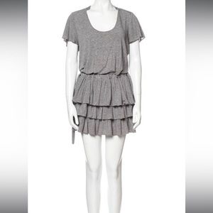 Marissa Webb “Beverly” knit Jersey mini skirt grey ruffle flared dress xs 0/